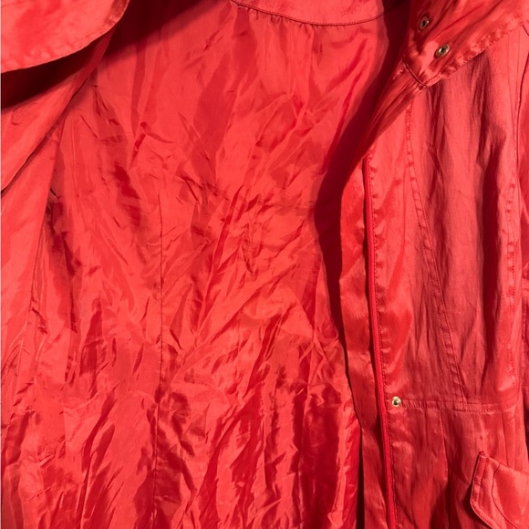 Samuel Dong Red Bubble Hem Trench Coat Size L - Picture 13 of 16